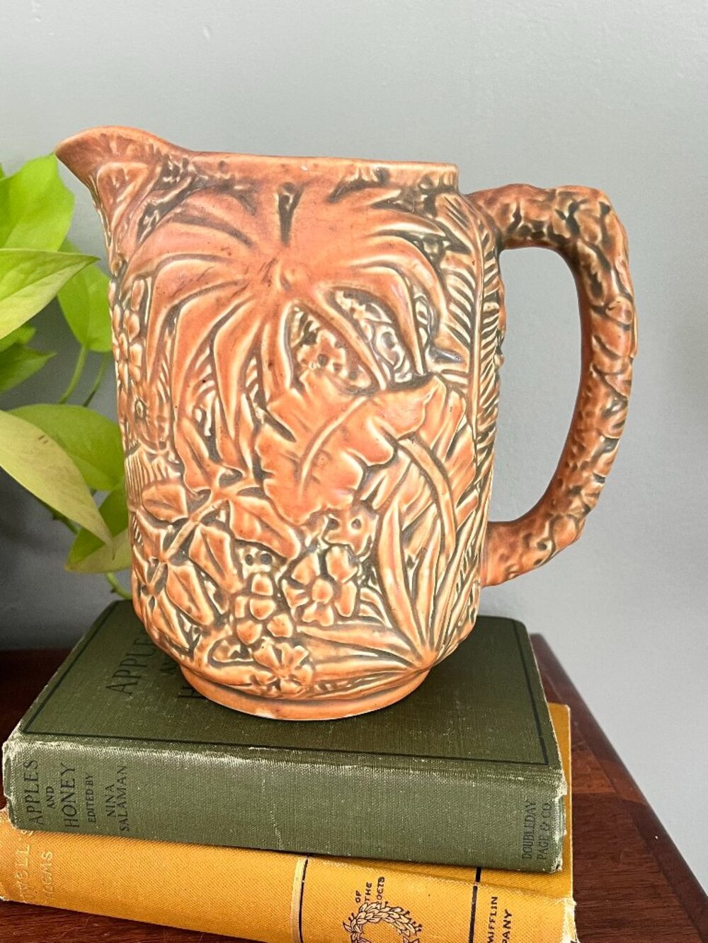 Weller Pottery Large 8" Brown & Green Marvo Pitcher